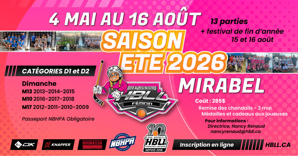 Saison junior ete 2026 FEM Mirabel