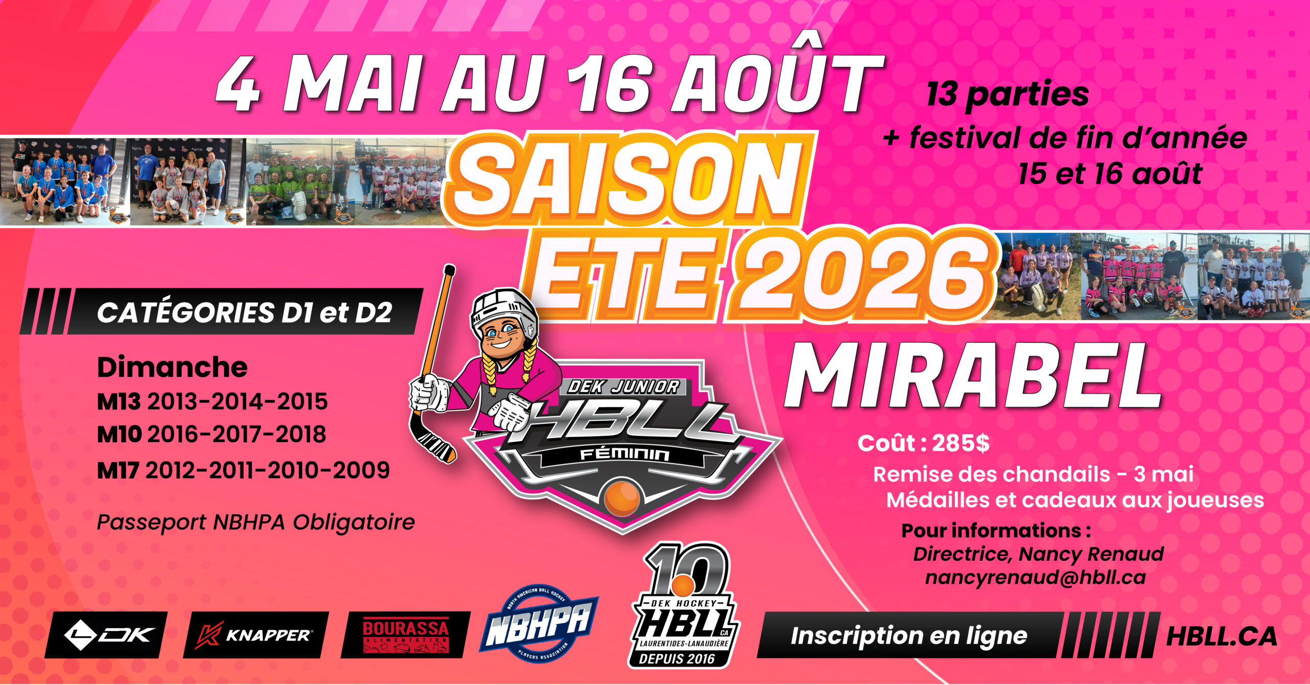 Saison junior ete 2026 FEM Mirabel